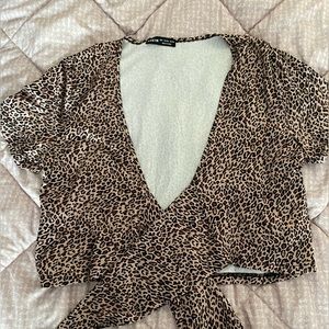 Leopard print crossover top